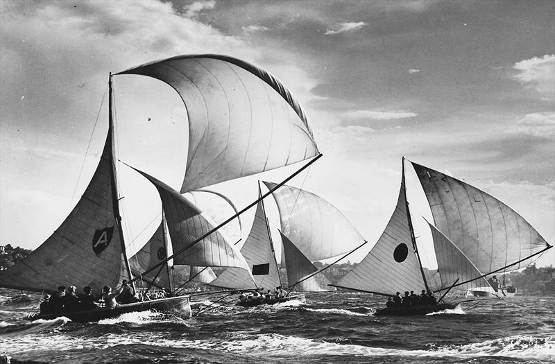 Alruth, Irene, Marjorie and Swansea during a League race in the 1940s photo copyright Archive taken at Australian 18 Footers League and featuring the 18ft Skiff class