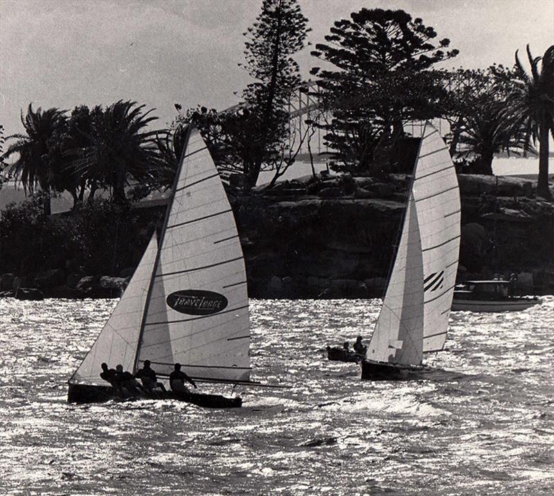 Travelodge and Willie B in one of their many battles, off Shark Island photo copyright Archive taken at Australian 18 Footers League and featuring the 18ft Skiff class