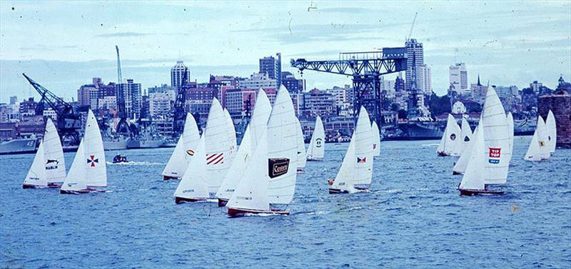 Fleet after the start of a 1970-71 selection race on Sydney Harbour photo copyright Archive taken at Australian 18 Footers League and featuring the 18ft Skiff class