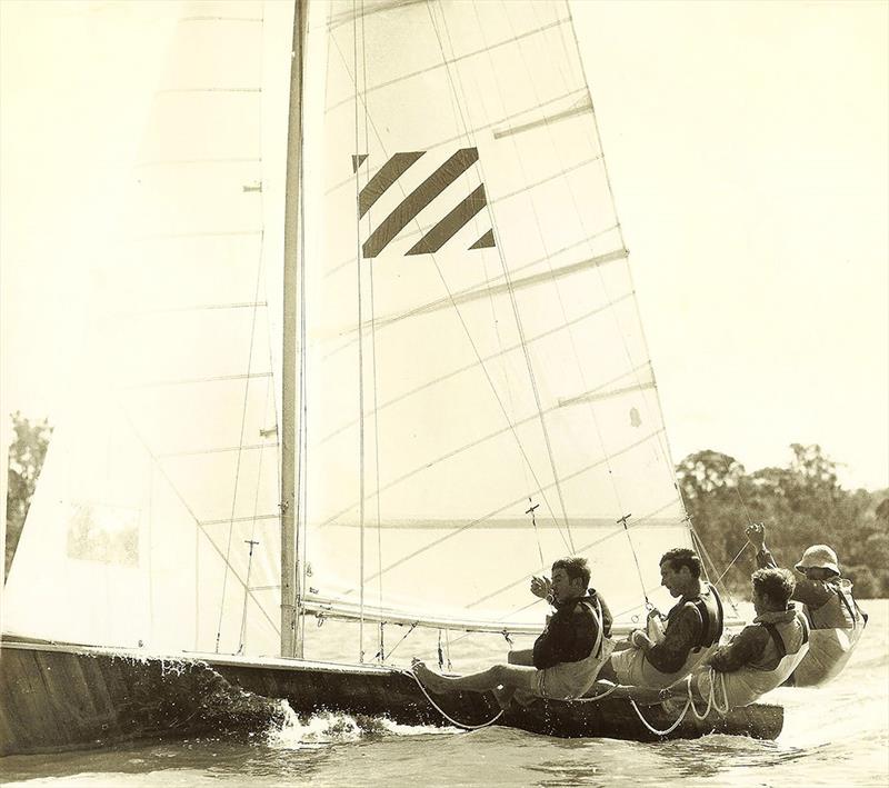 The Willie B crew shows its style on the Brisbane River photo copyright John Steamer Stanley collection taken at Australian 18 Footers League and featuring the 18ft Skiff class