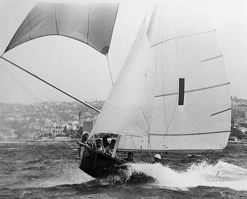 Minamit at speed under spinnaker photo copyright John Steamer Stanley collection taken at Australian 18 Footers League and featuring the 18ft Skiff class