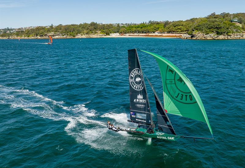 The Oak Double Bay-4 Pines shows ner winning form last year photo copyright SailMedia taken at Australian 18 Footers League and featuring the 18ft Skiff class