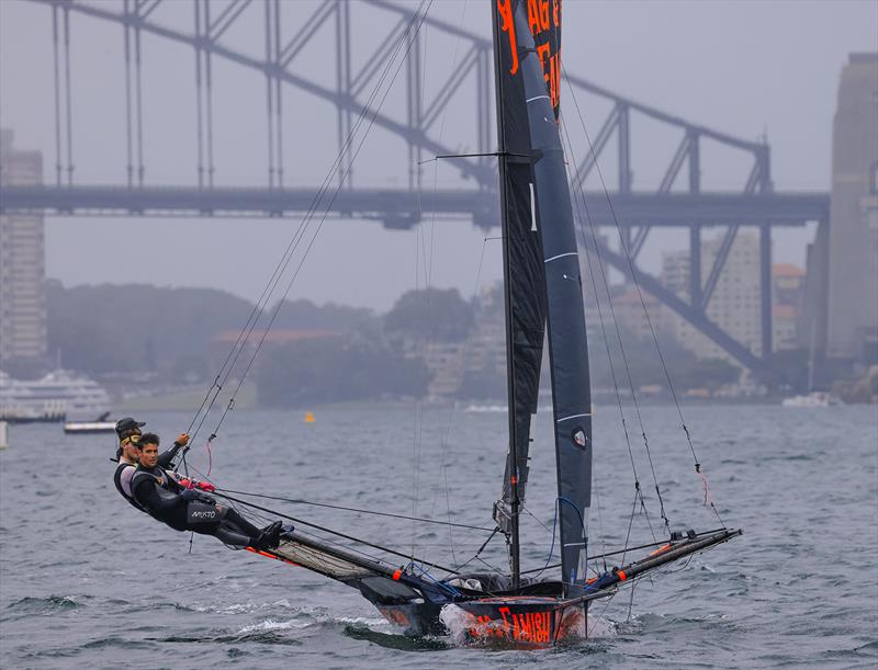 Rag and Famish Hotel and the Sydney Harbour Bridge - 2024 18ft Skiff NSW Championship - photo © SailMedia