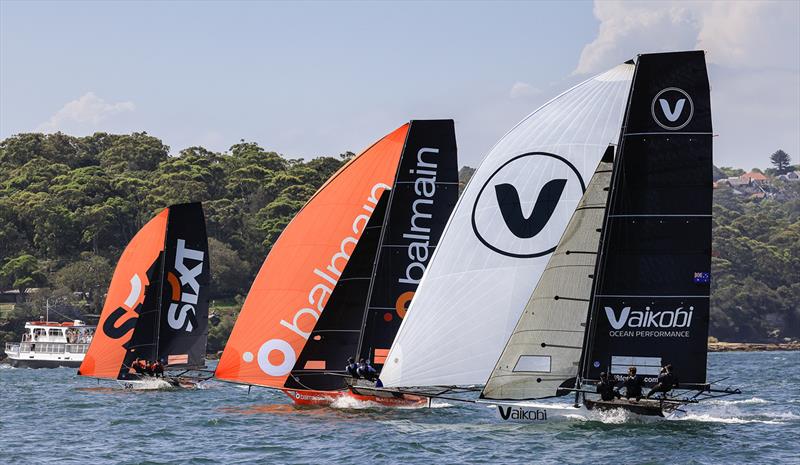 Battle for third place in Race 5 - 8ft Skiff NSW Championship 2024 photo copyright SailMedia taken at Australian 18 Footers League and featuring the 18ft Skiff class