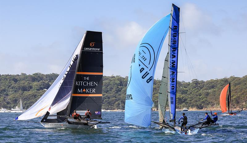 Burrawang-Young Henrys and The Kitchen Maker in Race 6 - 8ft Skiff NSW Championship 2024 photo copyright SailMedia taken at Australian 18 Footers League and featuring the 18ft Skiff class