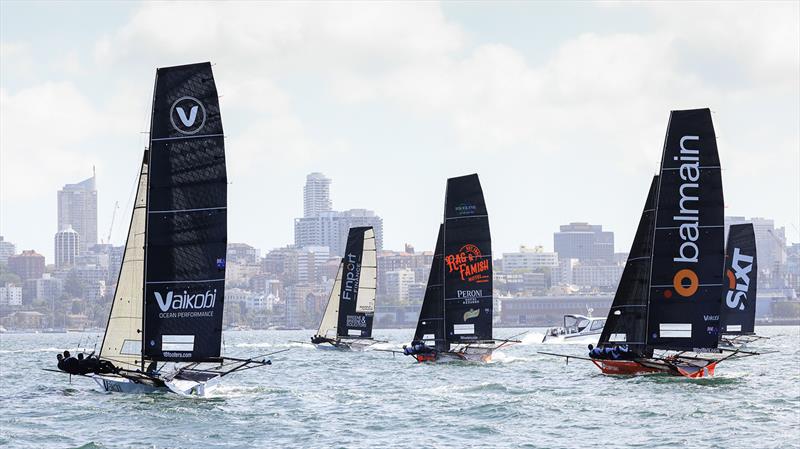 Shortly after the start in Race 6 - 8ft Skiff NSW Championship 2024 photo copyright SailMedia taken at Australian 18 Footers League and featuring the 18ft Skiff class