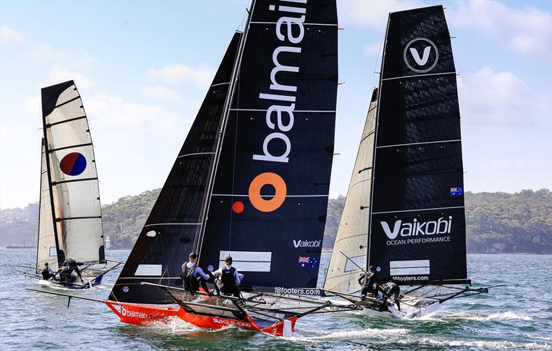 Setting spinnakers for the run home - 18ft Skiff NSW Championship 2024 photo copyright SailMedia taken at Australian 18 Footers League and featuring the 18ft Skiff class