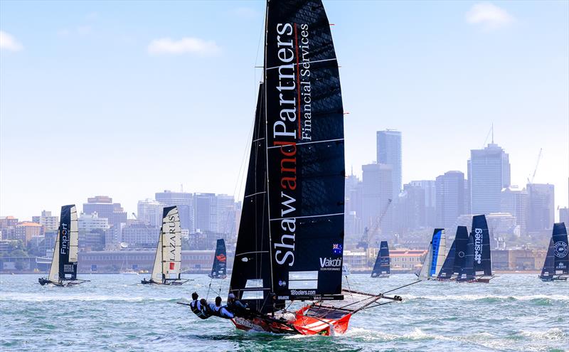 Shaw and Partners in last Sunday's Race 5 - 18ft Skiff NSW Championship 2024 photo copyright SailMedia taken at Australian 18 Footers League and featuring the 18ft Skiff class