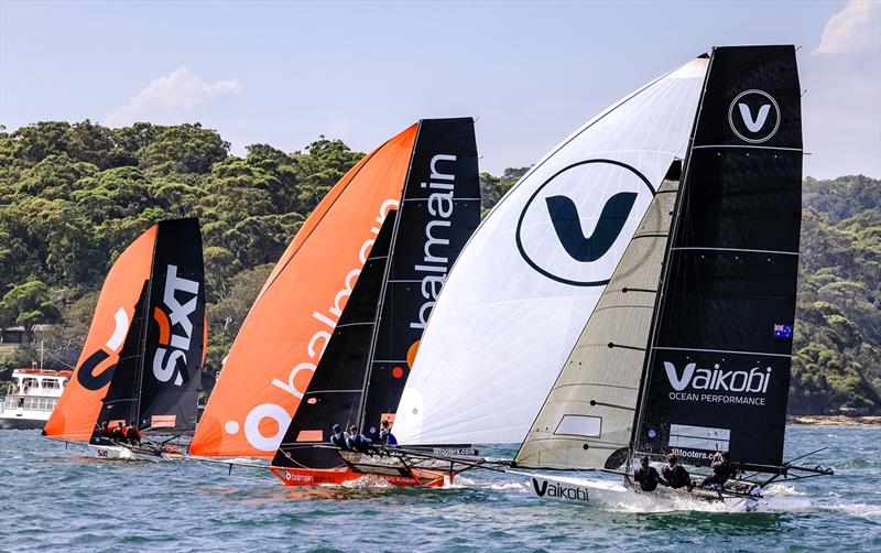 Great battle for fourth place - 18ft Skiff NSW Championship 2024 photo copyright SailMedia taken at Australian 18 Footers League and featuring the 18ft Skiff class