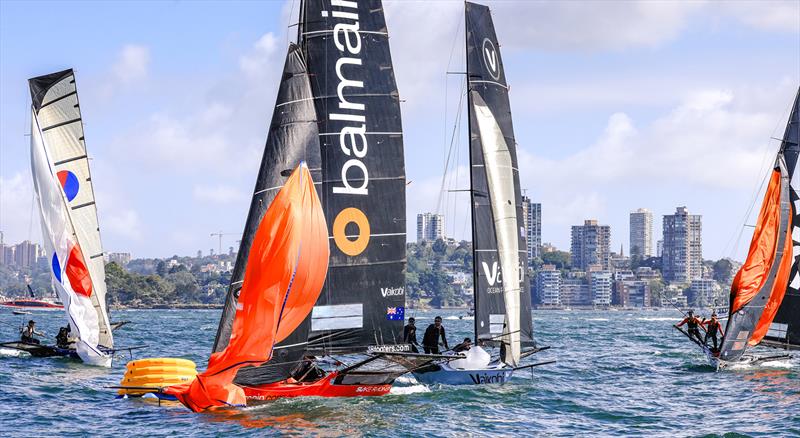 Trouble at the bottom mark - 18ft Skiff NSW Championship 2024 photo copyright SailMedia taken at Australian 18 Footers League and featuring the 18ft Skiff class