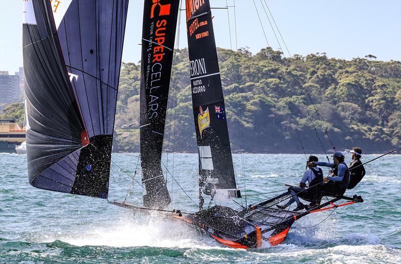 Rag and Famish Hotel crew in action - 18ft Skiff NSW Championship 2024 photo copyright SailMedia taken at Australian 18 Footers League and featuring the 18ft Skiff class