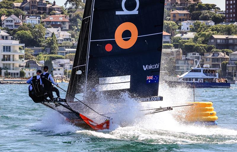 Balmain at the weather mark - 18ft Skiff NSW Championship 2024 photo copyright SailMedia taken at Australian 18 Footers League and featuring the 18ft Skiff class