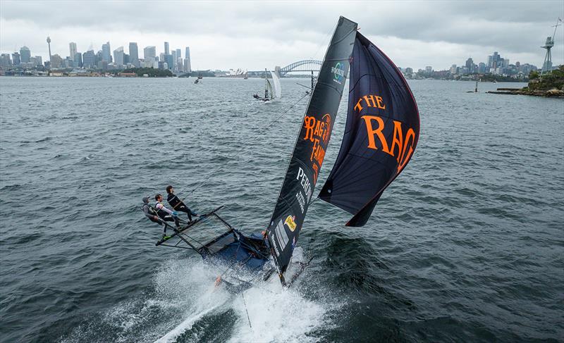 Rag and Famish Hotel, the newly-crowned Australian champion team is presently the League's top boat photo copyright SailMedia taken at Australian 18 Footers League and featuring the 18ft Skiff class