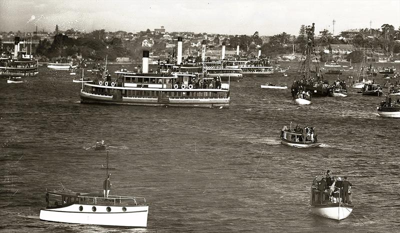 Scene of the League's first season racing in 1935 photo copyright John Stanley collection taken at Australian 18 Footers League and featuring the 18ft Skiff class