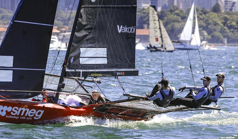 Casey Sexty looks straight ahead on Smeg - Queen of the Harbour 2025 photo copyright SailMedia taken at Australian 18 Footers League and featuring the 18ft Skiff class