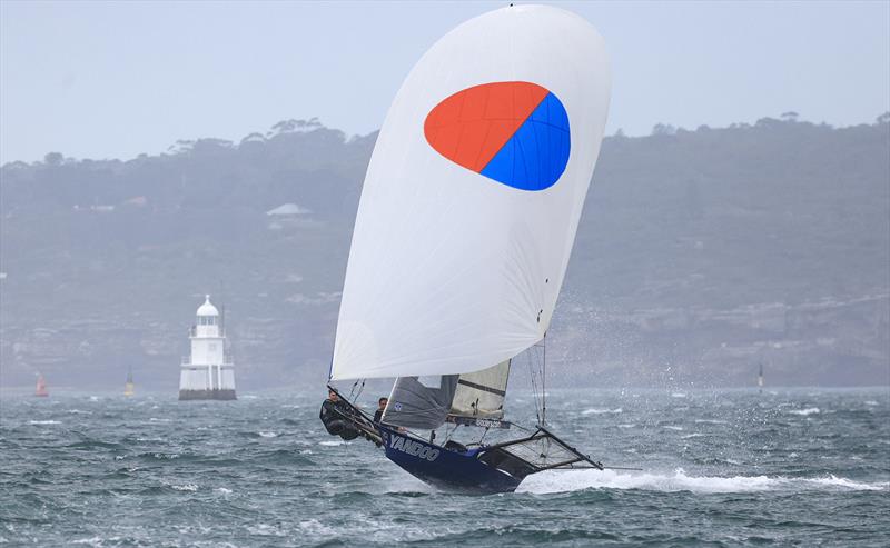 Yandoo, the closest challenger to Rag and Famish Hotel photo copyright SailMedia taken at Australian 18 Footers League and featuring the 18ft Skiff class