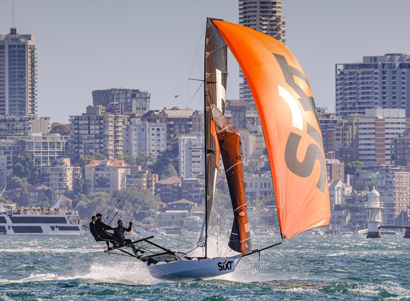 Sixt shows her pace in a southerly wind photo copyright SailMedia taken at Australian 18 Footers League and featuring the 18ft Skiff class