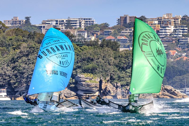 Burrawang-Young Henrys and The Oak Double Bay-4 Pines  photo copyright SailMedia taken at Australian 18 Footers League and featuring the 18ft Skiff class