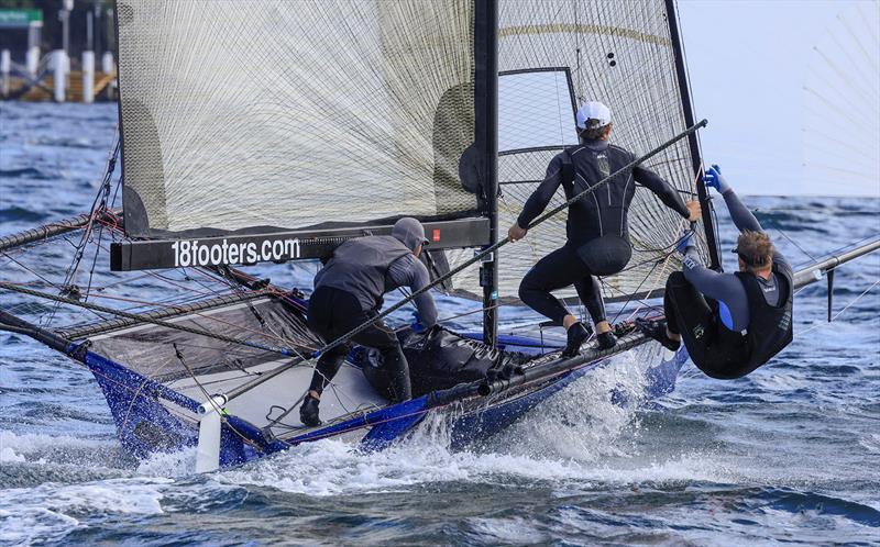 Winnings 2025 JJ Giltinan 18ft Skiff Championship Race 2: Yandoo set to drop the kite - photo © SailMedia