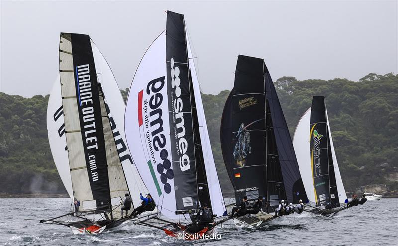 Winnings 2025 JJ Giltinan 18ft Skiff Championship Races 3 & 4: Tight racing downwind - photo © SailMedia