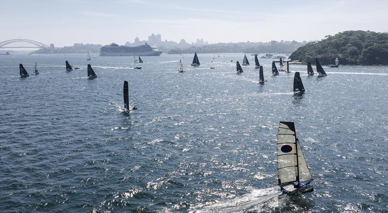 Winnings 2025 JJ Giltinan 18ft Skiff Championship Race 8 - Yandoo takes an early lead photo copyright SailMedia taken at Australian 18 Footers League and featuring the 18ft Skiff class