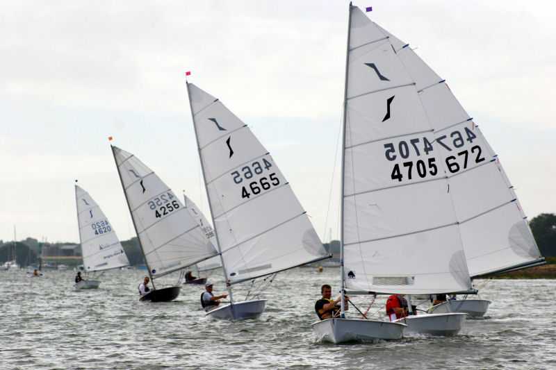 Close race at the Chichester Solo open photo copyright Clare Turnbull taken at Chichester Yacht Club and featuring the Solo class