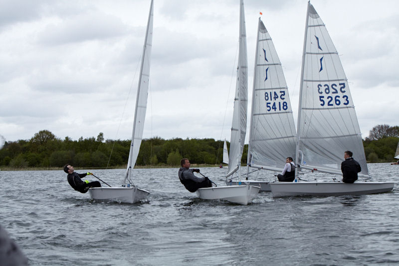 Oliver Dumbleton, Jonathan Gledhill, Andy Couch & Steve Denison battle up the beat during the West Riding Solo open photo copyright Nick Turley taken at West Riding Sailing Club and featuring the Solo class