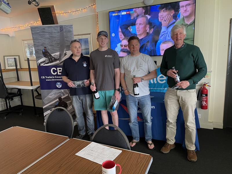 Prize winners (l-r) Chris Brown, Olly D, Martin Honnor, Tim Wade in the Solo Midland Area Series at Northampton photo copyright Iain Carpenter taken at Northampton Sailing Club and featuring the Solo class