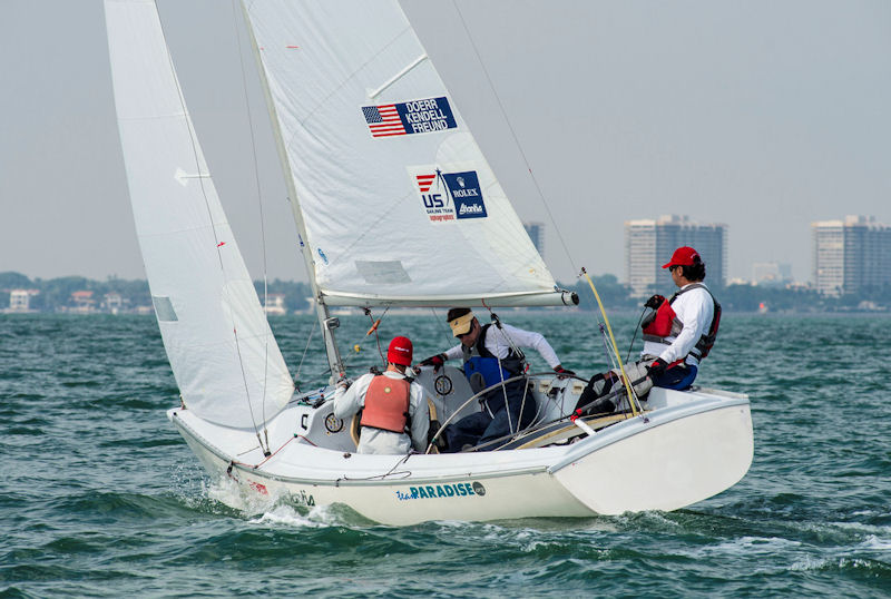 Racing on day 4 of the ISAF Sailing World Cup Miami photo copyright US Sailing taken at  and featuring the Sonar class