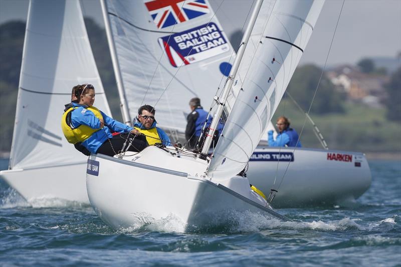 John Robertson, Hannah Stodel and Stephen Thomas ahead of the IFDS Disabled Worlds - photo © Paul Wyeth / RYA