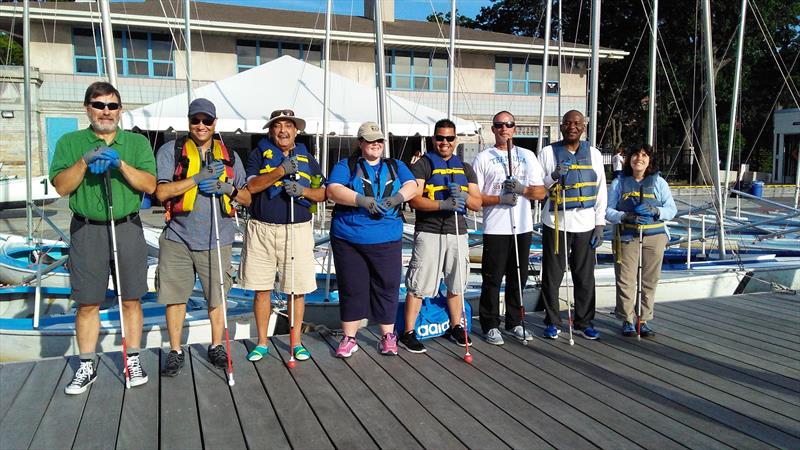 Sailors at Community Boating, Inc, in Boston, ahead of the annual Boston Blind Open Regatta photo copyright Community Boating, Inc. taken at Boston Sailing Center and featuring the Sonar class