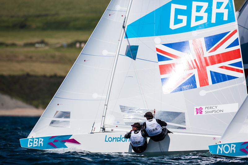 Iain Percy and Andrew Simpson on day one of the London 2012 Olympic Sailing Competition photo copyright Tom Gruitt / www.tom-gruitt.co.uk taken at Weymouth & Portland Sailing Academy and featuring the Star class