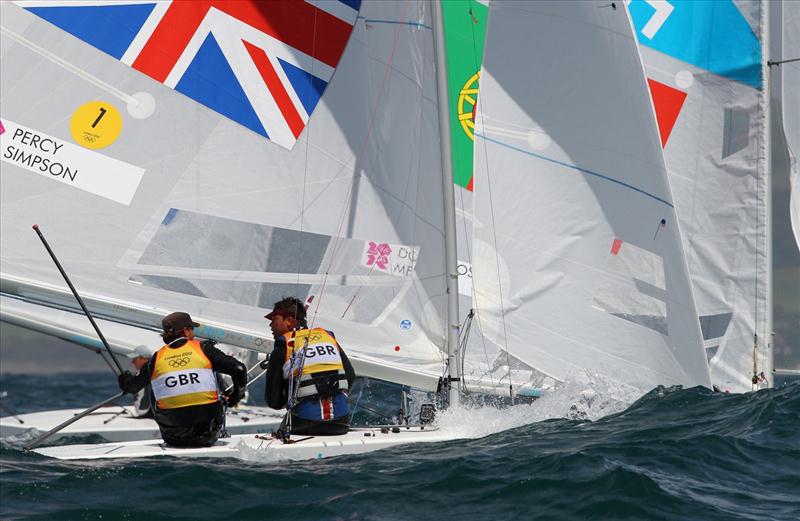 Star racing on day six of the London 2012 Olympic Sailing Competition photo copyright Richard Langdon / Ocean Images taken at Weymouth & Portland Sailing Academy and featuring the Star class