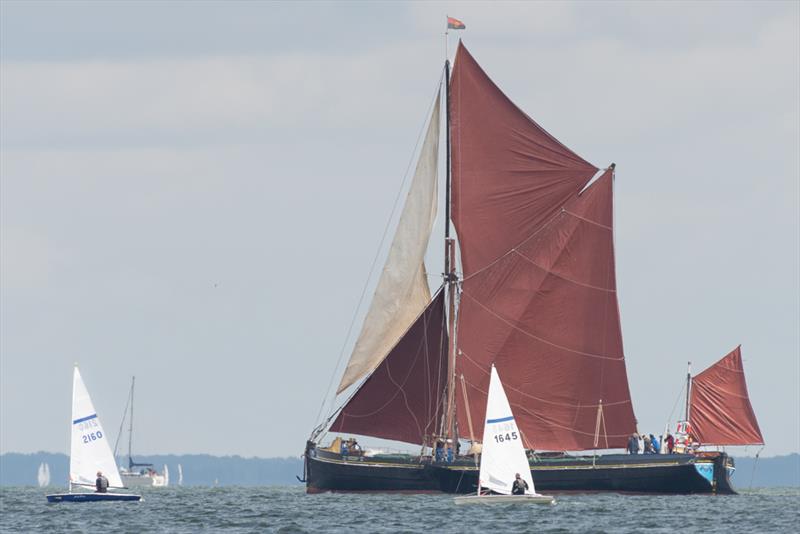 Thames Barge crossing the course on day 2 of the Noble Marine Streaker National Championship at Stone Sailing Club - photo © Paul Sanwell / OPP