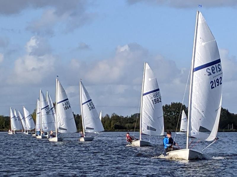 Martin Penty ahead of Giles Therkelson-Smith during the Streaker End of Season Championships at Beaver Sailing Club photo copyright Pete Fletcher taken at Beaver Sailing Club and featuring the Streaker class