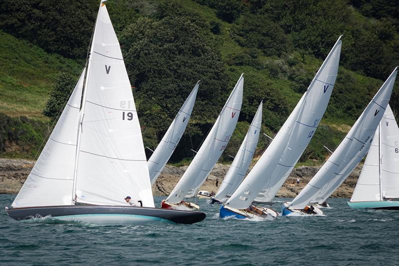 Sunbeam V19 Audry leads the during the 2024 Sunbeam Open Centenary Championship photo copyright Miles Carden / Falmouth Harbour taken at Royal Cornwall Yacht Club and featuring the Sunbeam class