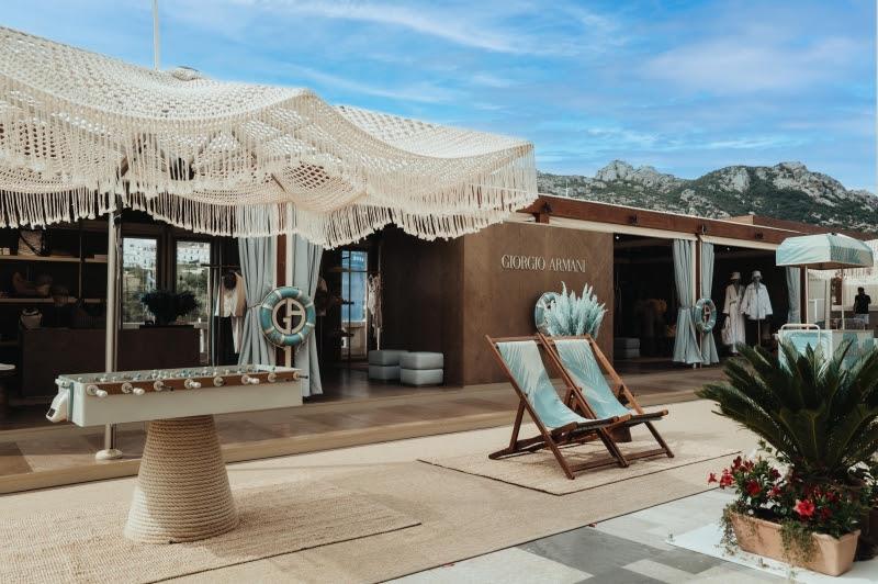 The Armani pop-up boutique in Piazza Azzura, Porto Cervo Marina, open until the conclusion of the Giorgio Armani Superyacht Regatta on Saturday 8th June photo copyright Lucas Possiede taken at Yacht Club Costa Smeralda and featuring the Superyacht class