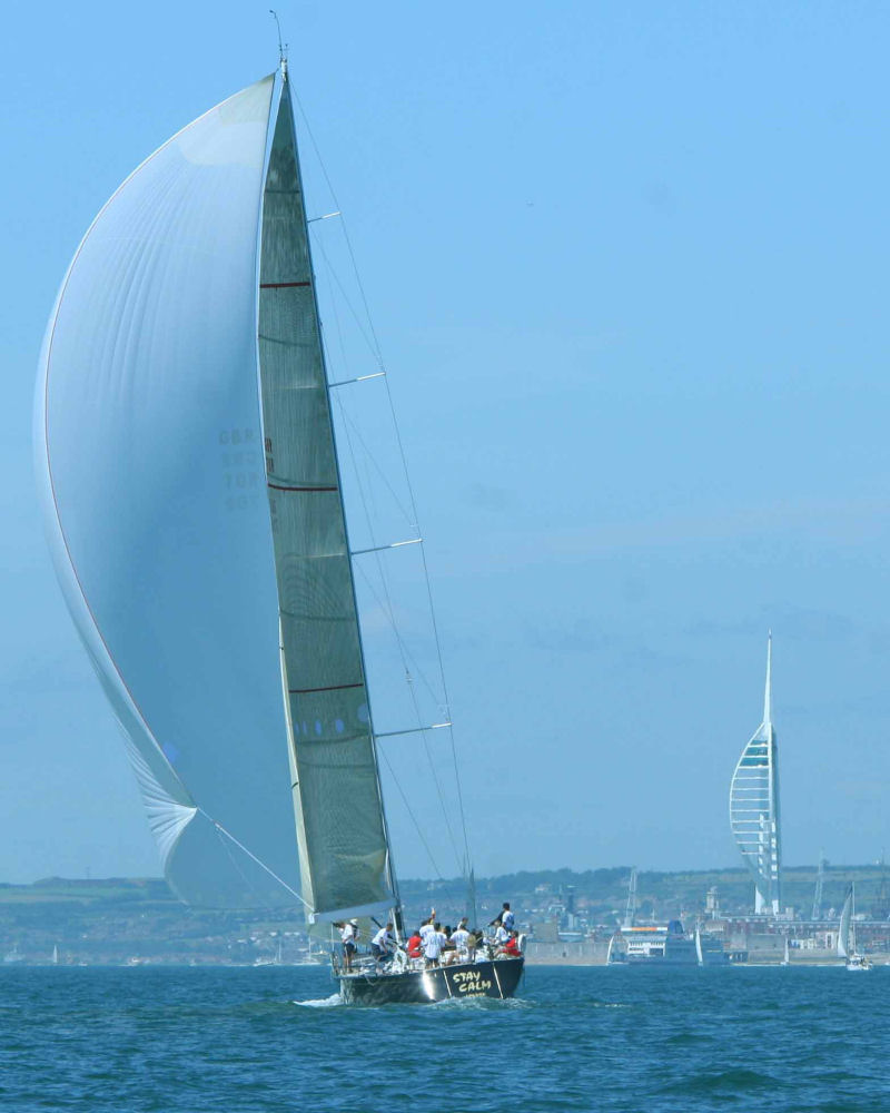 The Swan 70 'Stay Calm' passing the Portsmouth Spinnaker Tower in the JPMorgan Asset Management Round the Island Race 2005 photo copyright Phillip Plumtree taken at  and featuring the Swan class