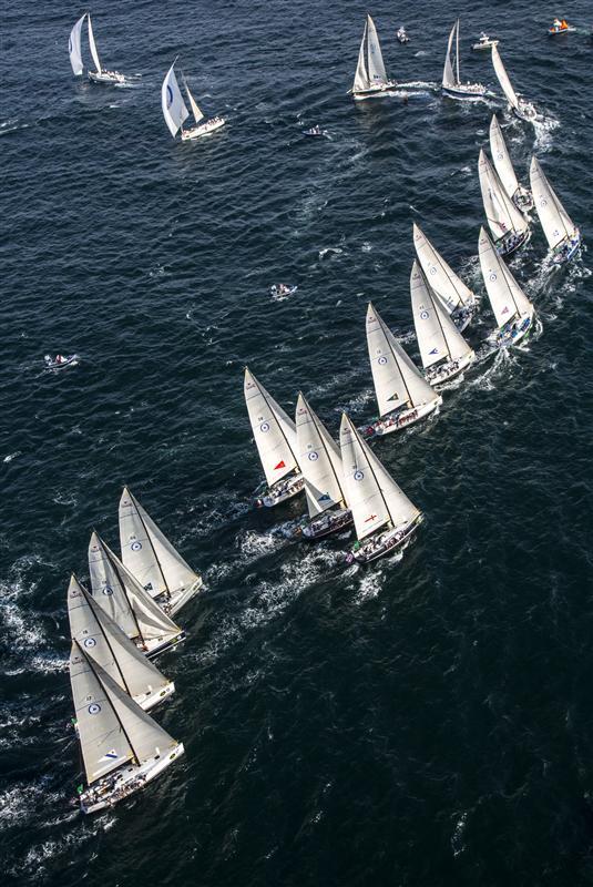 In line for the upwind mark rounding on day 4 of the New York Yacht Club Invitational Cup presented by Rolex photo copyright Daniel Forster / Rolex taken at New York Yacht Club and featuring the Swan 42 class