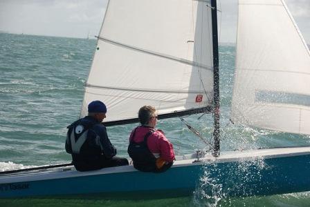 Pete Conway & Ginny Harvey in their Tasar during the Lymington Town Sunday Winter Series day 5 photo copyright Barry Sticklen taken at Lymington Town Sailing Club and featuring the Tasar class