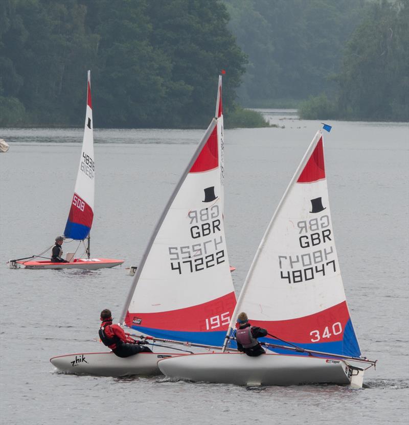 Plenty of hiking for Oliver Gwynn (195) and Ross Ferguson (340) during the Midland Topper Traveller at Staunton Harold photo copyright Iain Ferguson taken at Staunton Harold Sailing Club and featuring the Topper class