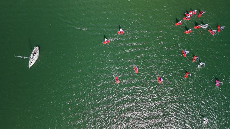 Aerial view of the SW Topper Travellers at Saltash photo copyright James Harle taken at Saltash Sailing Club and featuring the Topper class