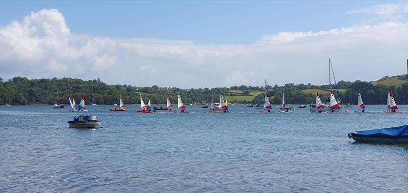 Launching during the Topper SW Traveller at Dittisham photo copyright Phil Tucker taken at Dittisham Sailing Club and featuring the Topper class