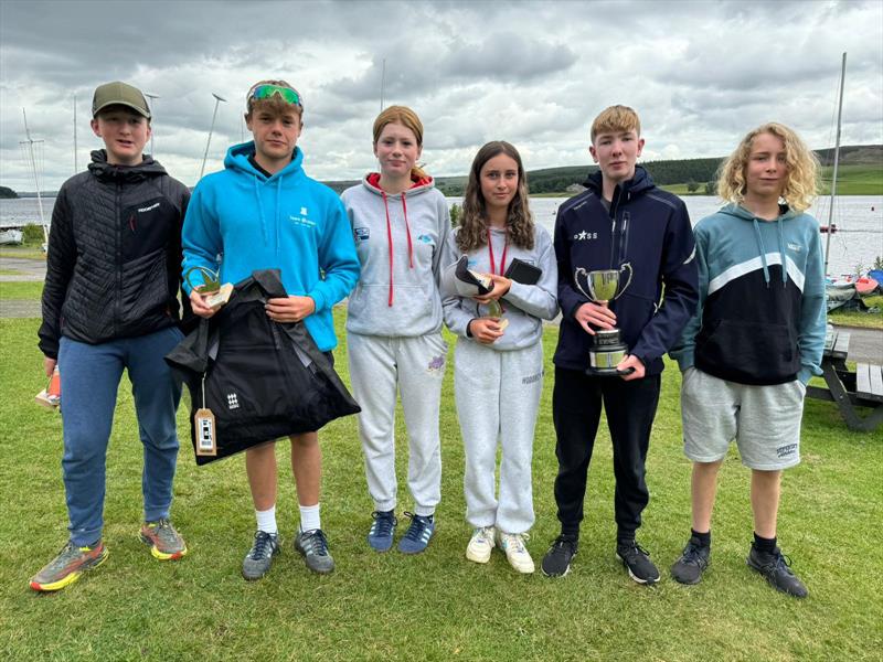 Topper National Series 5 at Derwent Reservoir: The South West Team (l-r) Zac, Harry, Nicola, Holly, Tom, Felix photo copyright James Mills taken at Derwent Reservoir Sailing Club and featuring the Topper class