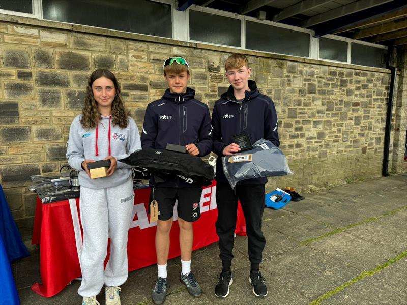 Topper National Series 5 at Derwent Reservoir: Holly Norton (Sailingfast and Rooster Team Rider), Harry Mills and Tom Semmens photo copyright James Harle taken at Derwent Reservoir Sailing Club and featuring the Topper class