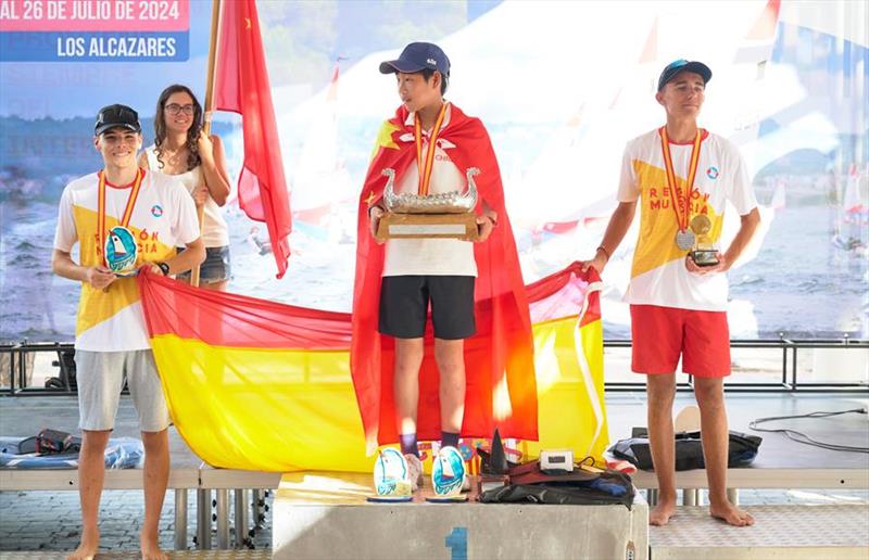 International Topper 4.2 and 5.3 Worlds 2024 at Mar Menor - International Topper 5.3 World Championship podium, Che Liu, CHN, 1st, Manuel Barrionuevo, ESP, 2nd, Sergio López Palacios, ESP, 3rd photo copyright Phill Williams taken at  and featuring the Topper class