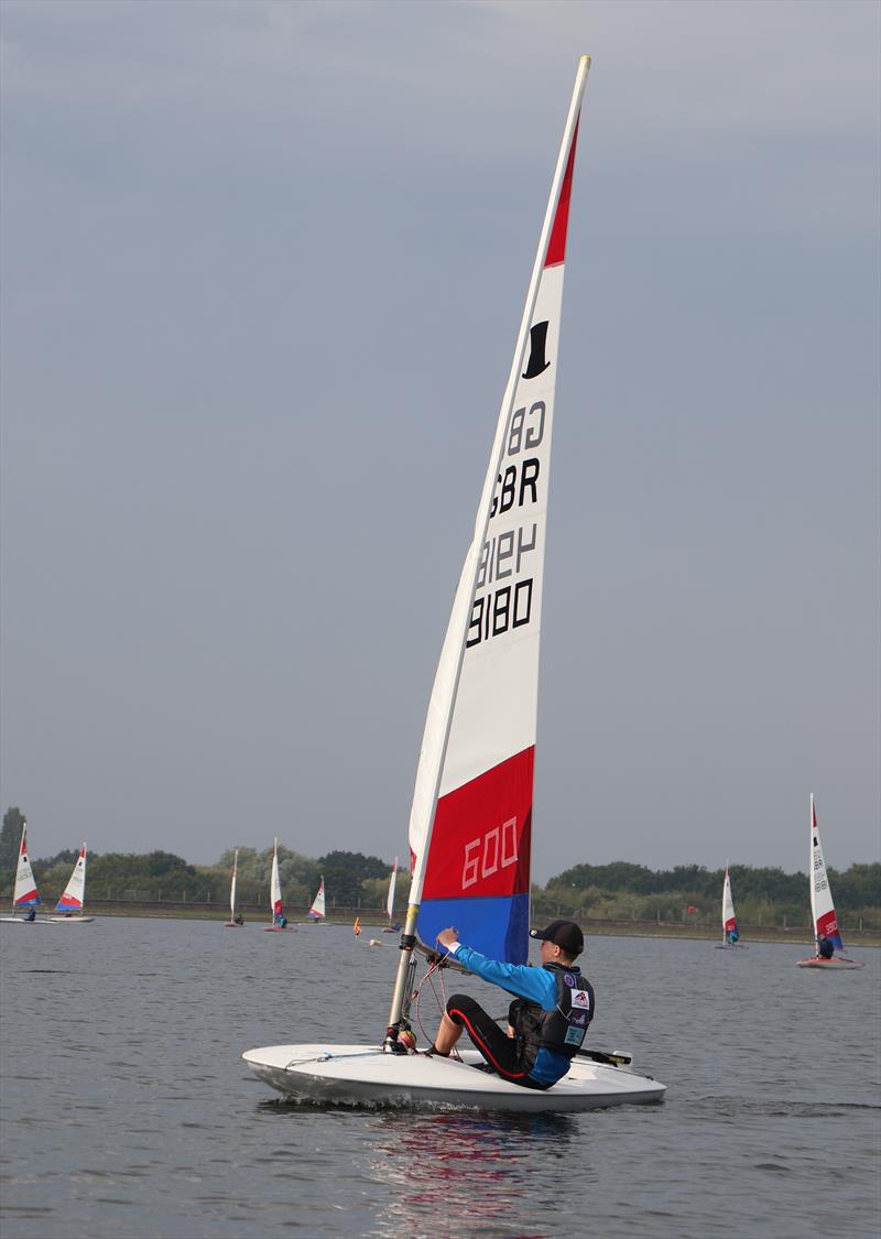 Oscar Lay approaches the windward mark during the Island Barn Topper Open photo copyright Kate Symons taken at Island Barn Reservoir Sailing Club and featuring the Topper class