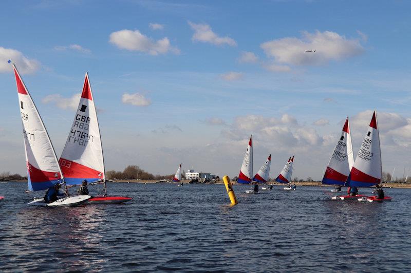 Will Sadler (48683) leading by 100m in Race 1 - Topper SE Winter Regatta at Island Barn - photo © IBRSC