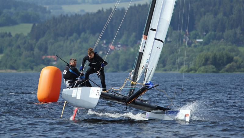 Tornado Europeans at Lake Lipno, Czech Republic day 2 photo copyright Martina Barnetova taken at Yacht Club Jestrábí and featuring the Tornado class