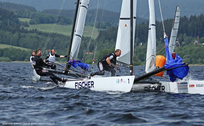 Tornado Europeans at Lake Lipno, Czech Republic day 2 photo copyright Martina Barnetova taken at Yacht Club Jestrábí and featuring the Tornado class